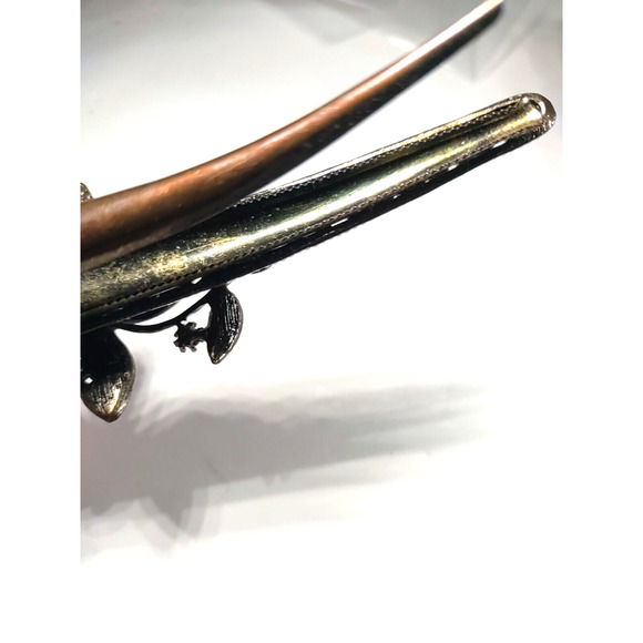 Barrette Hair Clip Large 5" X 11/2" Copper Tone Brown Plastic Beading - Picture 10 of 10